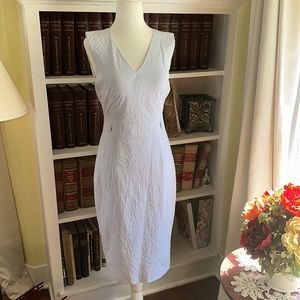 Women’s Brooks Brothers Blue and White Seersucker Belted Dress Size 2